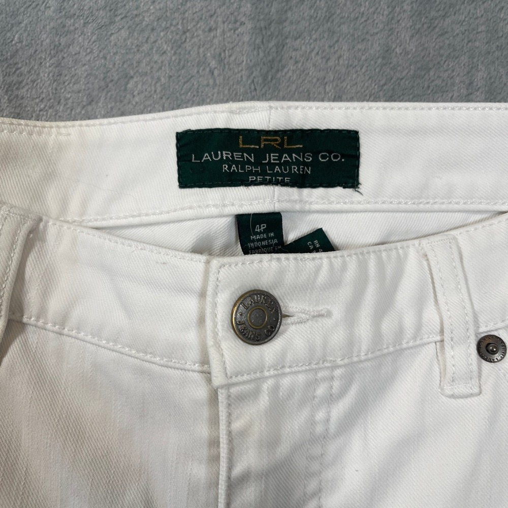 Lauren Ralph Lauren Jeans 4P White Straight Leg Petite LRL Denim Pants - Picture 4 of 7